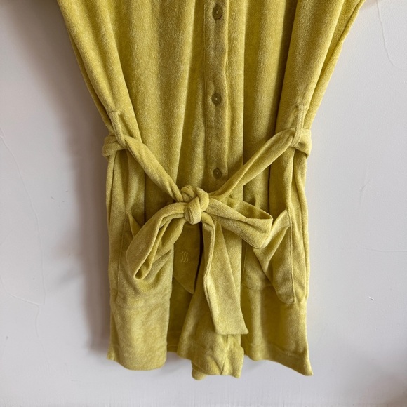 Andie Swim Yellow Short Sleeve Collar Button Up Shorts Romper Womens Size S - Picture 6 of 16